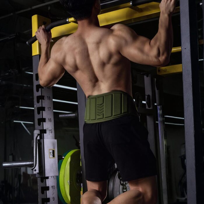 Пояс для підтягувань з ланцюгом та карабінами, вантажний пояс для важкої атлетики, тренувань у залі та вдома, зелений