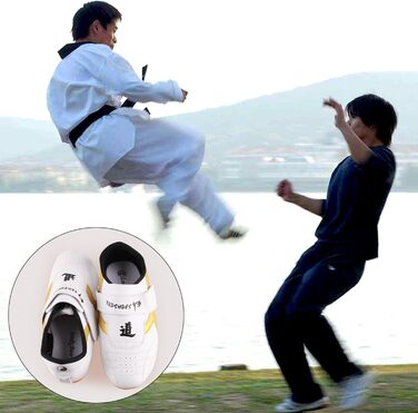 Взуття для тхеквондо Dilwe: дихаючі кросівки для кікбоксингу, тай-чі, конфу, для дорослих та дітей (34 розмір, довжина устілки 22 см)