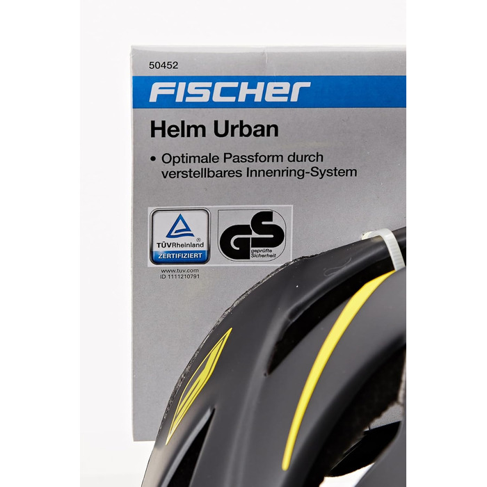 Велошолом FISCHER Urban Lano для дорослих унісекс, L/XL (58-61 см), чорний-жовтий