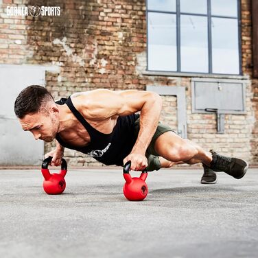 Гиря GORILLA SPORTS 12 кг з вініловим покриттям, чавунна, для фітнесу та силових тренувань