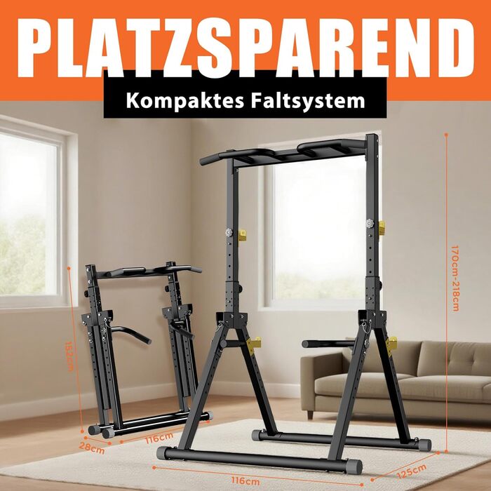 Power Tower DH FitLife: турнік, бруси для віджимань, станція для тренувань | Фітнес-станція для дому | Регульована спинка