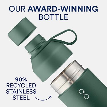 Ocean Bottle - багаторазова пляшка для води з переробленої нержавіючої сталі, екологічна, лісово-зелена, 500 мл