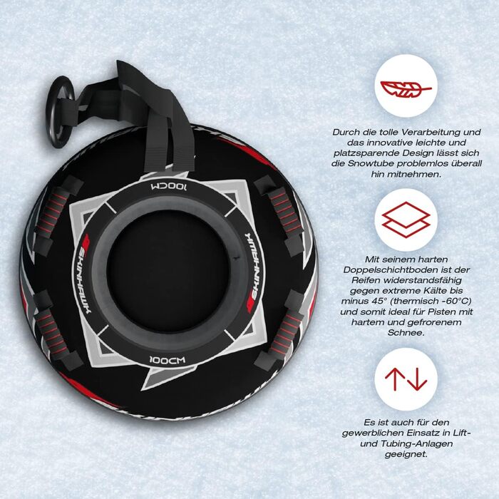 Снігова гума Skinhawk - сніготруба, діаметр 100 см, чорна, преміум якість