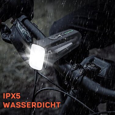 Набір LED-ліхтарів для велосипеда: передній ліхтар (60/35 LUX, 2 режими), задній ліхтар (4 LUX, 1 режим), USB-C зарядка, IPX5 водостійкість