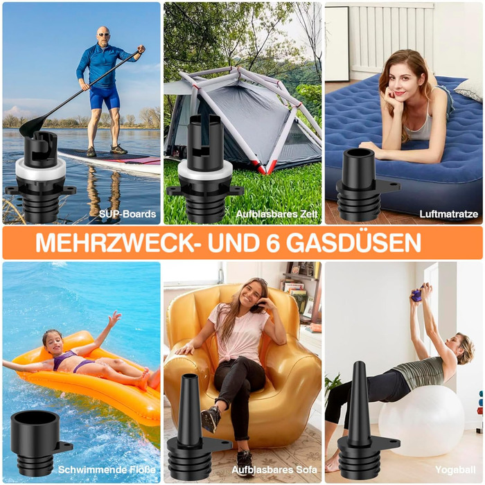 Насос FOWAWU 20PSI для SUP, човнів та каяків: 12V, 2-ступенева інфляція, автовимкнення, надування та здування