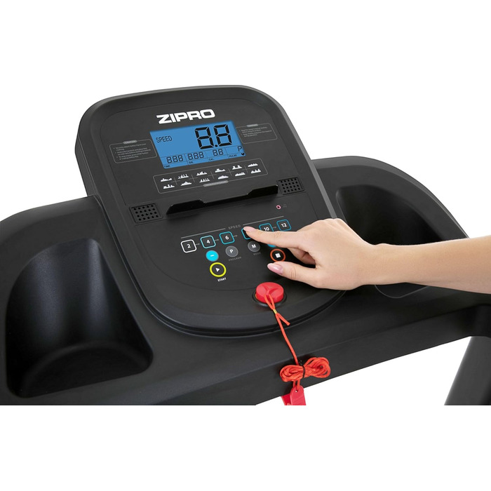 Бігова доріжка Zipro Tekno з нахилом, домашній тренажер до 14 км/год, складаний, потужність 1.5-2.5 к.с., LCD-дисплей, тримач, 12+3 програм, вага до 120 кг