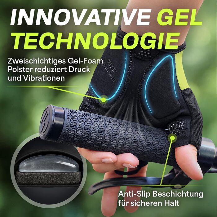 Велосипедні рукавички MACCIAVEI® для чоловіків та жінок | З підкладкою, дихаючі, безпечні | Рукавички для MTB, шосе, трекінгу | Жовті/неонові, розмір M