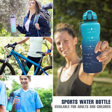 Спортивна пляшка для води 1л/500мл/700мл/1500мл Tritan, BPA-free, з маркуванням часу. Ідеально для фітнесу, велосипеда, активного відпочинку, йоги, спортзалу, школи. Темно-зелений, темно-синій (1500 мл)