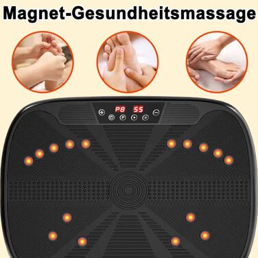 Вібраційна платформа для дому, 99 рівнів інтенсивності + 10 програм тренувань, пристрій для тренування всього тіла для нарощування м'язів та спалювання жиру, в комплекті з 2 фітнес-гумками (зелений/чорний)