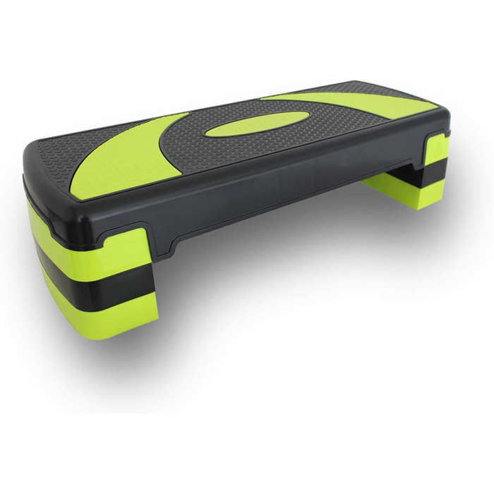 Аеробічний степ-платформа EnjoyFit XL преміум, 3-рівнева висота, 78x30x10/15/20 см, зелено-чорна