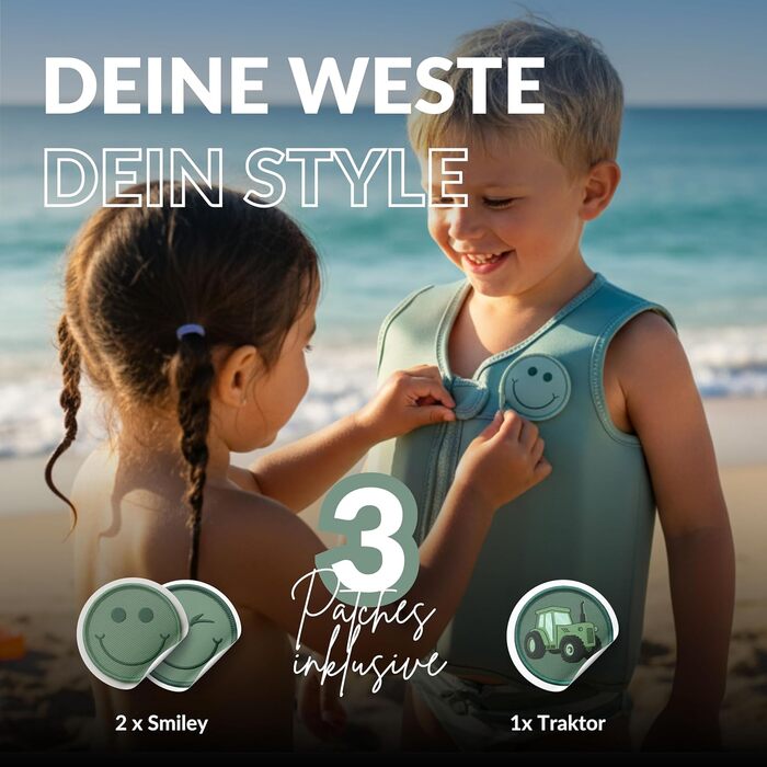 Дитячий рятувальний жилет NOARD Kinder 2-6 років (15-30 кг) Simply Green M – EN 13138-1:2021, регульований, з липучками