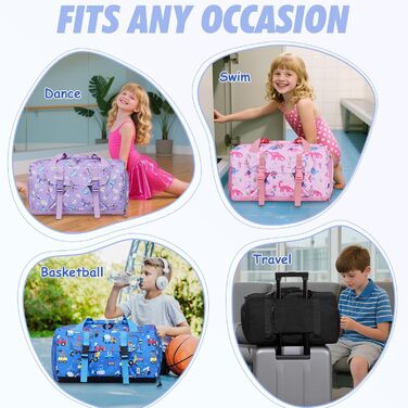 Спортивна сумка для дітей, дорожня сумка, мішок-сумка, спортивна сумка для плавання, для хлопчиків та дівчаток, водовідштовхувальна, сумка-мішок для перевезення ручною поклажею, сумка-мішок для подорожей на вихідні з відділенням для взуття, блакитна