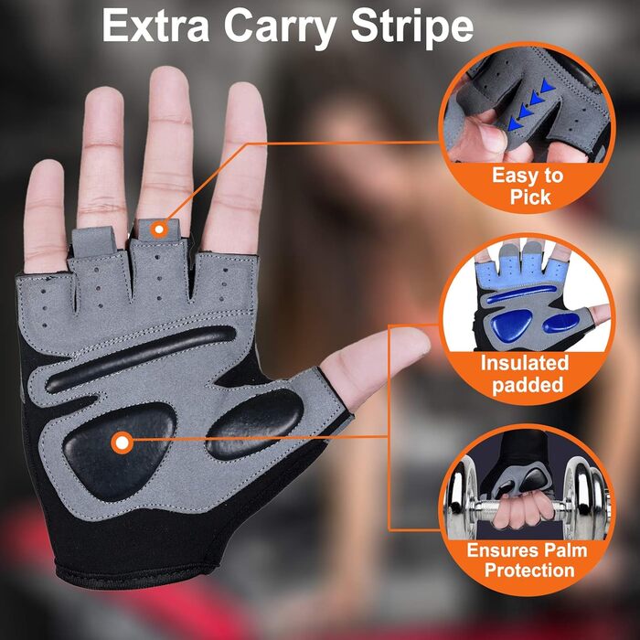 Фитнес рукавички для занять спортом, тренувань, фітнесу, велоспорту. Захист кистей рук, підтримка зап'ястя. Для жінок та чоловіків.