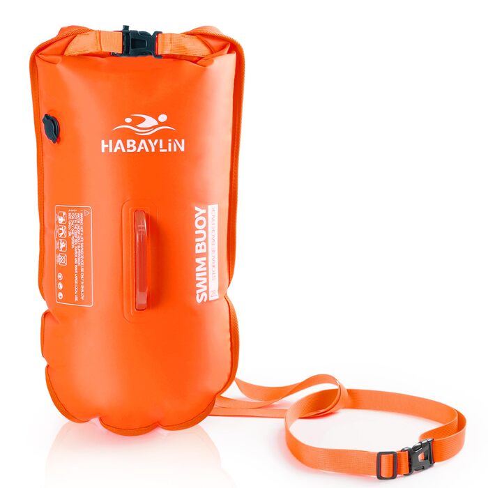Надувна плавуча боєчка (28L) для дорослих та дітей - безпечний плавальний боєць для відкритих вод та триатлону, оранжевий