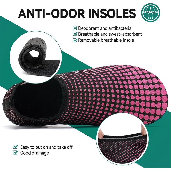 Аквашузи для плавання та йоги: легкі, швидковисихаючі, з антиковзким покриттям для жінок та чоловіків (39 EU), рожево-червоні