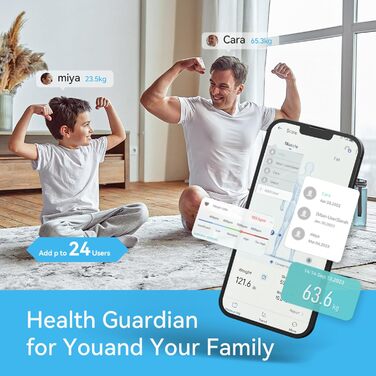 Fitdays Розумна вага для аналізу тіла - вага з 8 електродами, точна цифрова вага BMI з 20+ метриками, Bluetooth, індикатор кольору для м'язів/жиру/води, синхронізація для 6 користувачів (FG2202WB-Рожевий)