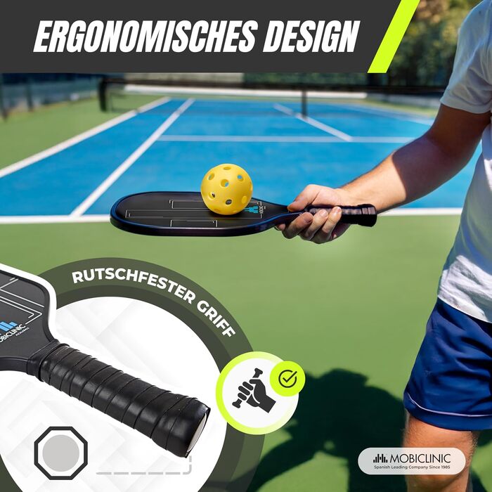 Набір для піклболу Mobiclinic®: 4 ракетки з фібергласу, 4 м'ячі, сумка, ергономічні ручки, поліпропіленовий стержневий матеріал