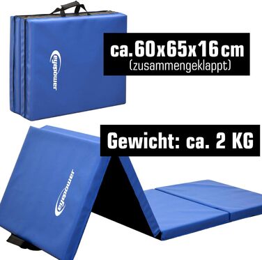 Складаний гімнастичний мат EYEPOWER 200x60 см, товщина 5 см – м'який мат для акробатики, йоги, дитячих занять, домашнього та вуличного використання