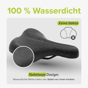 VELMIA Велосипедне сідло 100% Водонепроникне, безшовне та ергономічне - комфортне сідло для чоловіків та жінок, ідеальне для електровелосипедів, міських та гірських велосипедів, сідло (CITY)