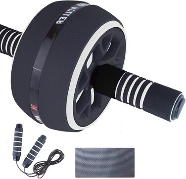 Набір для тренувань Calma Dragon 2 в 1: ролер для пресу та скакалка. Домашній фітнес-зал. Чорний колір