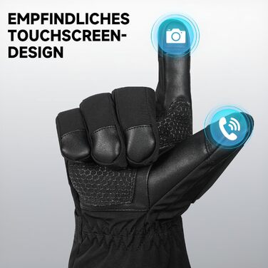 Гріючі рукавички з акумулятором 6000mAh USB, для жінок та чоловіків, 3 режими нагріву, водонепроникні, з підтримкою сенсорного екрану, чорний колір, EU