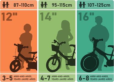 Дитячий велосипед Dino Bikes 14 дюймів для хлопчиків з ручними гальмами, допоміжними колесами, червоно-синьо-білий