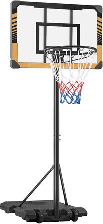 Регульована баскетбольна стійка Yaheetech з роликами, мобільна баскетбольна установка з можливістю заповнення водою або піском, підходить для використання в приміщенні та на вулиці, висота 216-246 см