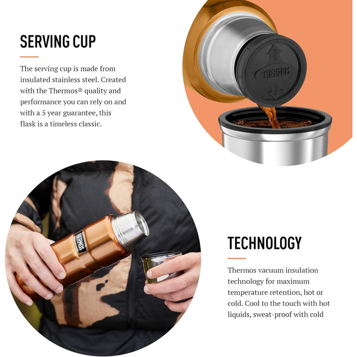 Термос-пляшка Thermos SK2000 470 мл з нержавіючої сталі, мідно-коричневий