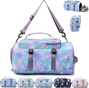 Спортивна сумка AUNGKWANG для дівчаток, водонепроникна, з відділенням для взуття та мокрих речей (рожева/фіолетова)