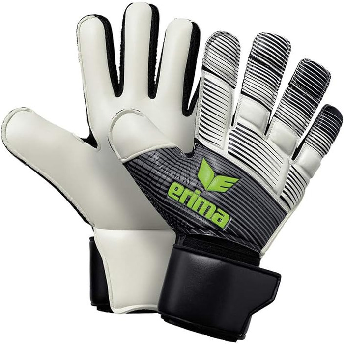 Воротарські рукавички Erima Skinator Hybrid Match 11 чорні/білі/зелені, футбольні, преміум-якість