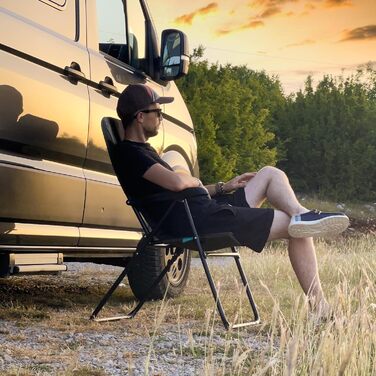 Складний садовий стілець Homecall 30045 для відпочинку та кемпінгу, сталевий, зелено-чорний, з підлокітниками, 104x60 см