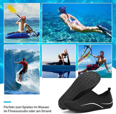 Чоботи для плавання унісекс: легкі, швидковисихаючі, для пляжу, басейну, серфінгу, йоги. Розмір 43 EU, чорний колір