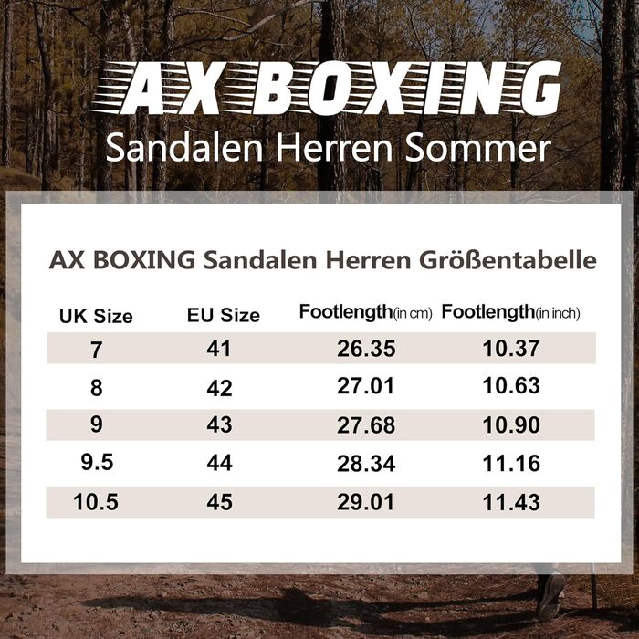 Чоловічі сандалі AX BOXING для трекінгу та спорту, літні, на липучці, дихаючі, чорні, розмір 43 EU