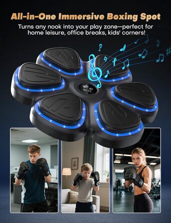 Музична боксерська машина BESSERITE з підсвіткою та рукавичками, для дорослих та підлітків