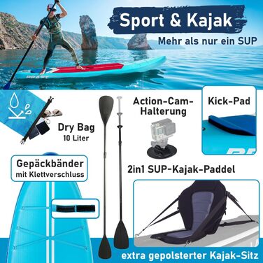 SUP дошка BRAST Turtle надувна з аксесуарами 320x81x15 см (Синя) - 5 років гарантії