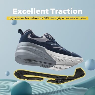 Кросівки FitVille для чоловіків: широкі бігові кросівки, спортивне взуття, неслизькі, дихаючі, для бігу по вулицях, outdoor, для джогінгу, фітнесу, зручні для широкої стопи (42.5 EU X-Wide, темно-синій з сірим)