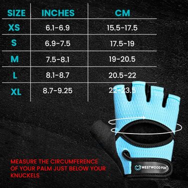 Фитнес-рукавички Westwood Fox для жінок та чоловіків: дихаючі рукавички для важкої атлетики, фітнесу, велоспорту та тренувань з товстою підкладкою та захистом долоні, антиковзне покриття, колір аква, розмір M