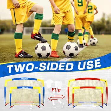 Футбольні ворота Dimples Excel для саду та вулиці, сітка 5x3,6 фути, синьо-жовті, для тренувань