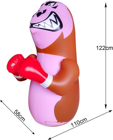 Дитячий боксерський мішок для ударів, стоячий мішок для кікбоксингу, боксерський манекен, надувний, для хлопчиків, спорт, подарунок, активний відпочинок на вулиці, ігри на подвір'ї (Орангутанг)