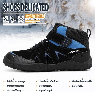 Зимові черевики Littleplum для хлопчиків: теплі, з підкладкою, для прогулянок та хайкінгу, розмір 36 EU, чорно-сині