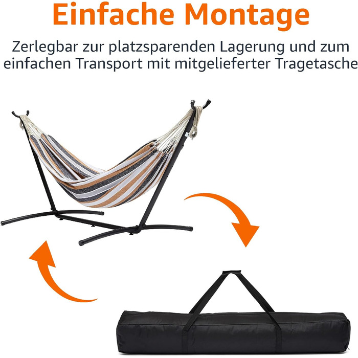 Гамак Amazon Basics з підставкою, тканинний, 117x300x100 см, багатоколірний