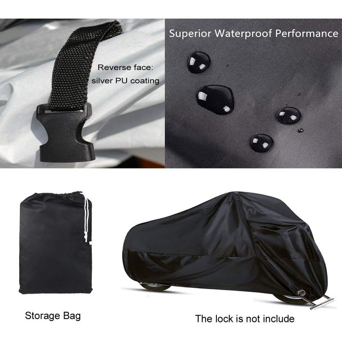 Водонепроникний чохол для мотоцикла Winterfest 210D, 4XL (295x110x140 см)