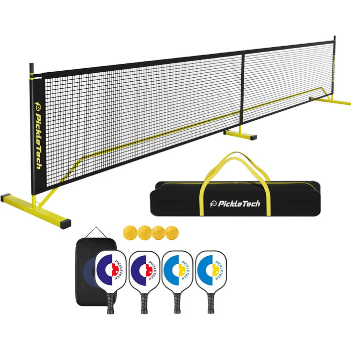 PickleTech PRO Набір для піклболу - професійний комплект з міцною сталевою рамою та PEHD сіткою