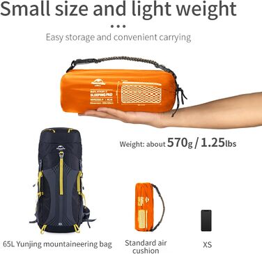 Naturehike Ultraleichte Isomatte - Килимок для сну надувний, 6.5 см, для кемпінгу та піших прогулянок (Orange)