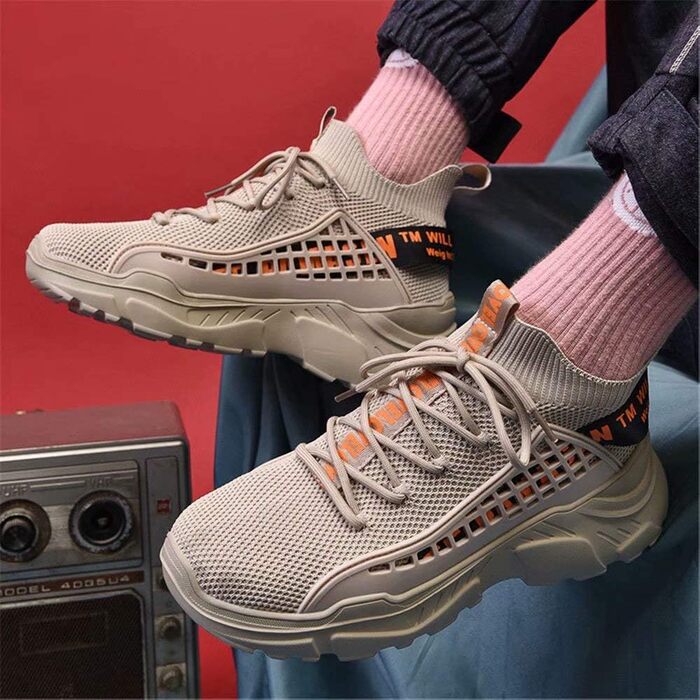 Чоловічі кросівки FUSHITON: дихаючі спортивні кросівки, легкі, повсякденні, для бігу по місту, стильні, фітнес, колір бежевий, розмір 43 EU