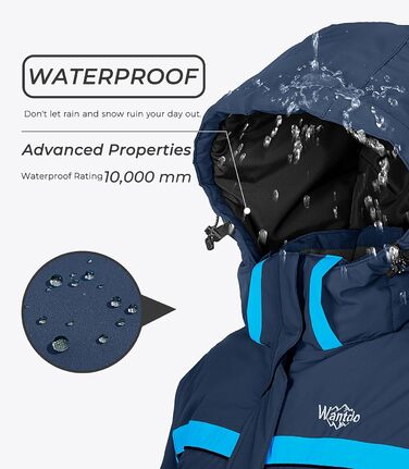 Жіноча куртка Wantdo: непромокаєма, з капюшоном, флісова, для гірськолижного спорту, віндфлейс, для активного відпочинку, зелена (XL, синій)