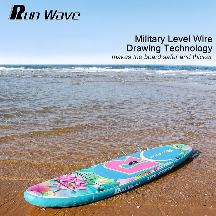 Надувний SUP Runwave: дошка для станд-ап паддлбордингу з антиковзким покриттям, комплект преміум аксесуарів, рожевий лотос, для початківців