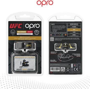 Захист для зубів OPRO Gold Level для брекетів, спортивний капу для дорослих, чорний/срібний