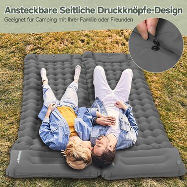 Килимок для кемпінгу HAUSPROFI Isomatte: ультралегкий надувний матрац з насосом та подушкою, для туризму, пляжу, відпочинку на природі (сірий)