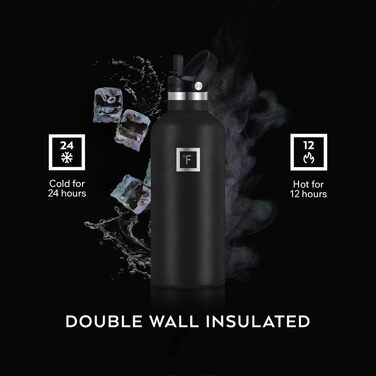 Фляга з нержавіючої сталі з 3 кришками - термофляга, витокозахисна, металева, двостінна, ізольована, без BPA для спорту, школи, фітнесу, кемпінгу